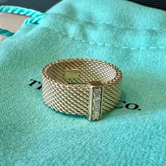 Tiffany and Co. Somerset ring, sterling silver with diamonds, size 4.5 - Picture 7 of 16